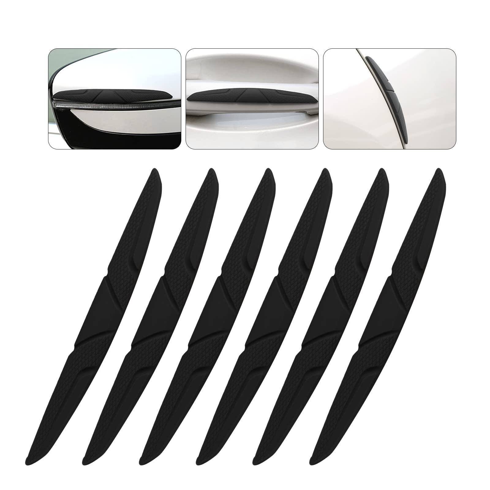 6 PCS Car Silicone Side Door Protector Strip, Bumper Mirror Anti-scuffing Strip, 5.8In Door Thickening Anti-Bumping Stickers, Universal for Most Cars Pickup Truck SUV Body Decoration (Black)