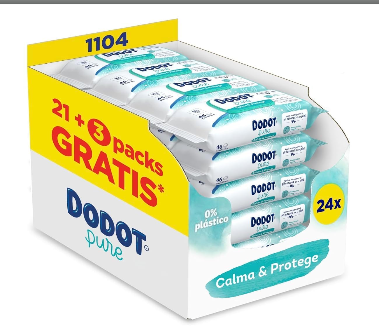 Pampers Harmonie - Toallitas húmedas para bebé, sin plástico, 24 paquetes de 46 toallitas, 1104 toallitas húmedas para bebés, ayudan a restaurar el pH natural de la piel