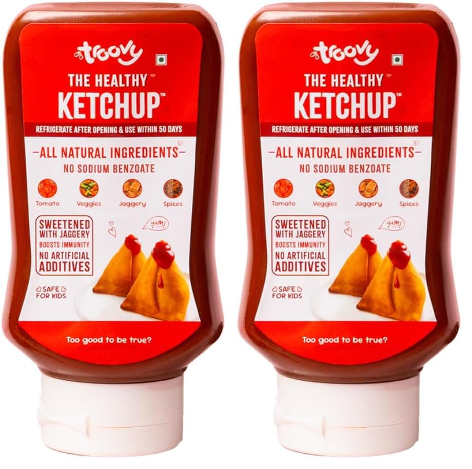 Troovy Healthy Tomato Sauce | 100% Chemical Free | No Preservatives | No Processed Sugar (uses Jaggery) | No MSG | No Sodium Benzoate | All Natural Ingredients | Contains Minerals Like Iron | Tastes like Regular Tomato Ketchup (PO1)-image-20