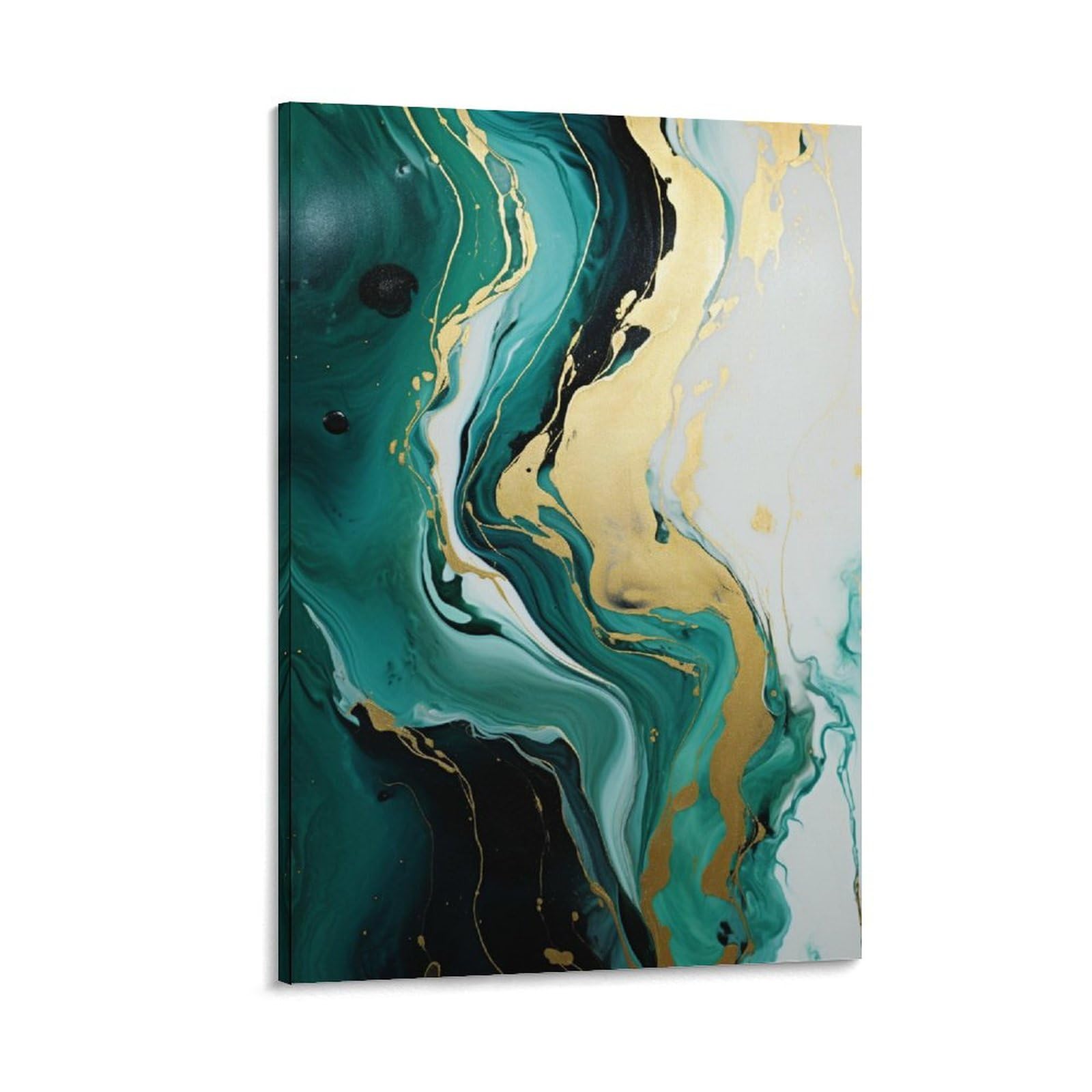 AYAROS Abstract Marble Wall Art Canvas Poster Modern Abstract Dark Green Texture Wall Decor Poster Dormitory Decor Painting Art Framed 24x36 inch