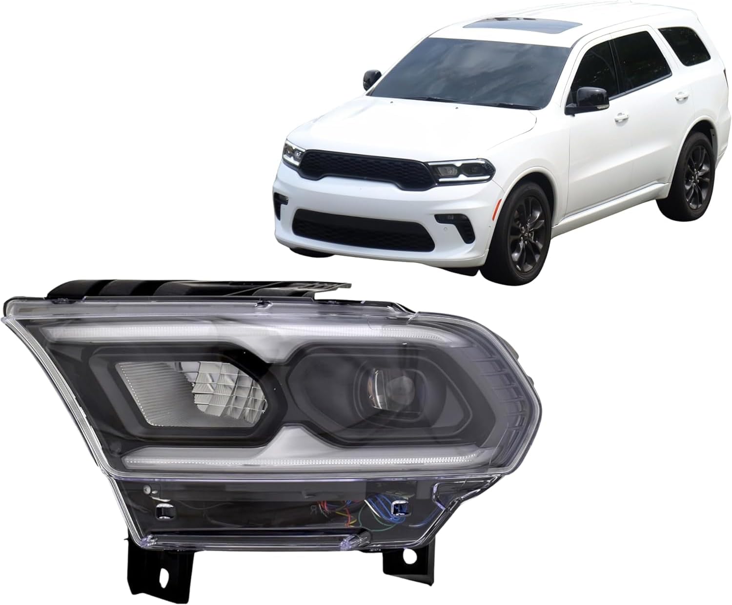 ALLIGATOR AUTO LIGHTS Headlamp Replacement for Dodge 2021-2025 Durango Full LED Headlight Assembly With Bulb, Left/Driver Side, CAPA Certified, 68433783AE, CH2502345