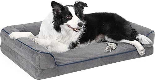Sicilaien Camas para perros grandes, sofá ortopédico para perros con funda extraíble lavable y parte inferior antideslizante, soporte de cabeza y