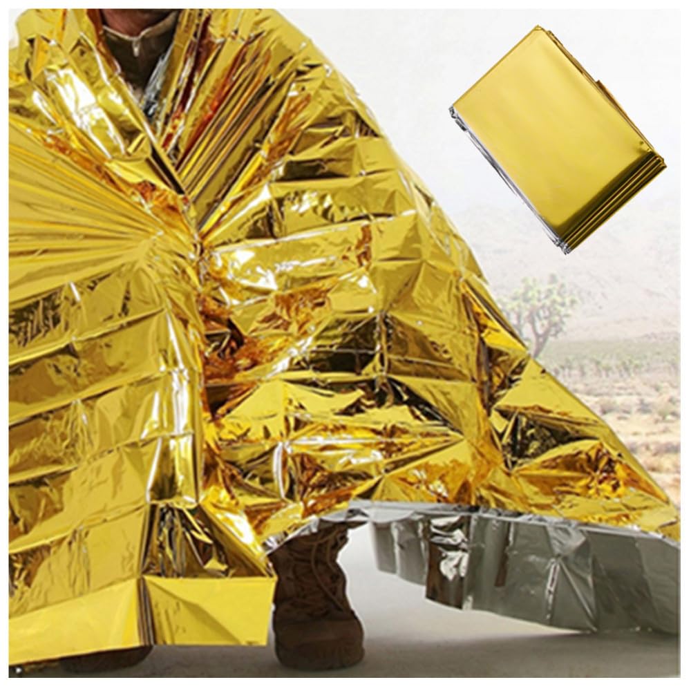 Coperta Termica, 6 PCS All'aperto Coperta Emergenza,Kit Coperta Termica,Coperta di Emergenza,Montagna Escursioni Telo Termico,per Escursionismo Esercizio Campeggio 210x160cm
