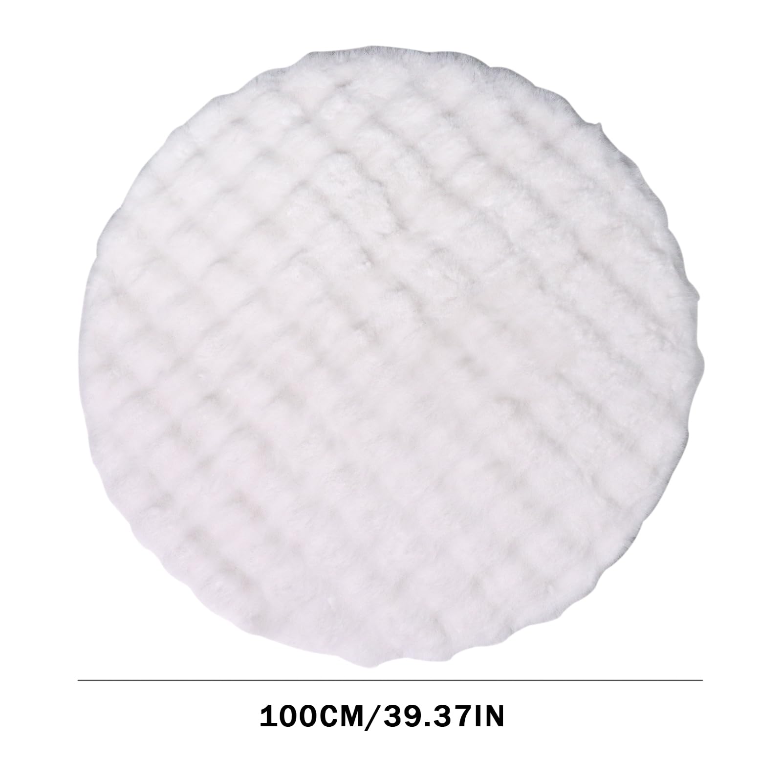 KRIPINC Round Faux Sheepskin Rug, Shaggy Faux Fur Rug, White Fluffy Carpet, Home Decor Washable Round Kids Floor Mats - Image 2