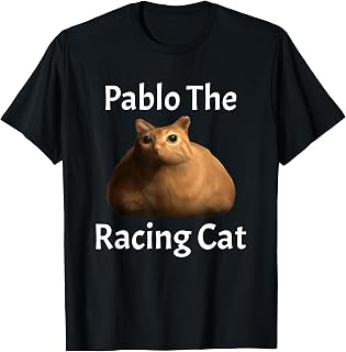 Pablo The Racing Cat T-Shirt, Small, Black