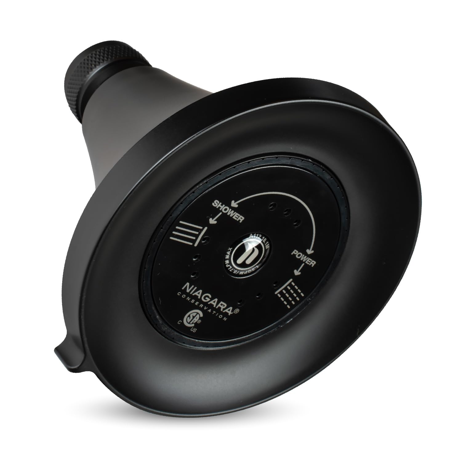Niagara Conservation N3915MB Earth Luxe 3-Spray with 1.5 GPM 3.35-in. Wall Mount Adjustable Fixed Shower Head in Matte Black, 1-Pack | Bathroom Shower Head Sprayer with Pressure Compensation