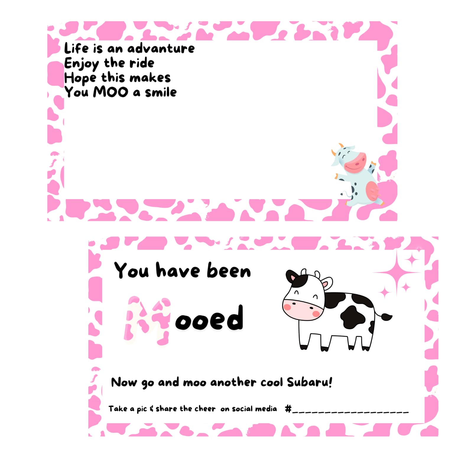 50 Stück "You've Been Mooed" Kuh-Karten Für Auto, Schlüsselanhänger & Deko – Süße Kuhmotive Auf Stabilem Karton, 5,1 X 8,9 Cm