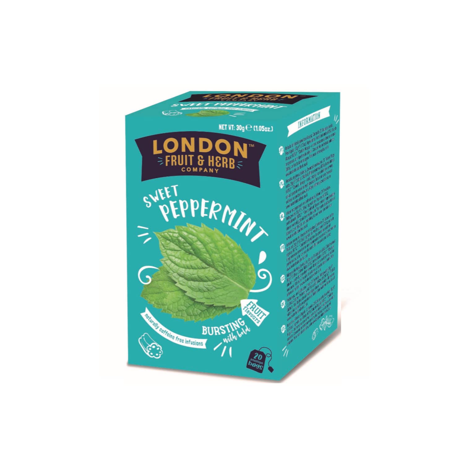 London Fruit® | Napar z mięty i lukrecji bez kofeiny | Odświeżająca miętowa herbata ziołowa na trawienie - 6 x 20 saszetek (180 gr)