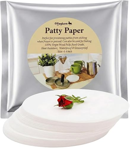 Meykers Hojas de papel para prensa de hamburguesas de 4/4.5 pulgadas | 500 piezas redondas | Hamburguesa antiadherente resistente al calor círculo