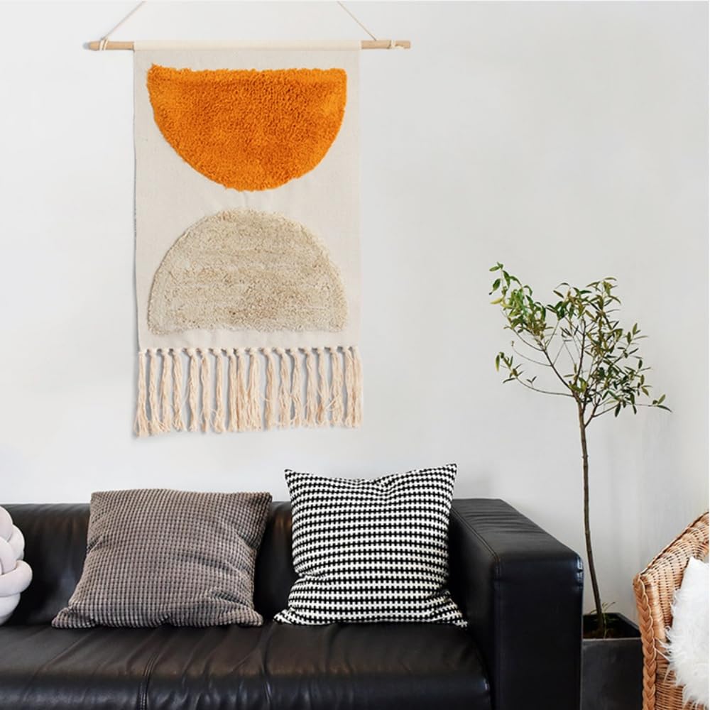 FMIYJUN Arazzo boho decorativo da parete macramè da appendere alla parete con nappa, stile alla moda, adatto per camera da letto, asilo, appartamento, dormitorio, 50 x 85 cm (C1)