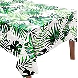 4 Pieces 51.2 x 86.6 Inch Hawaii Palm Leaves Tablecloth Tropical Rectangular Table Cover Disposable...