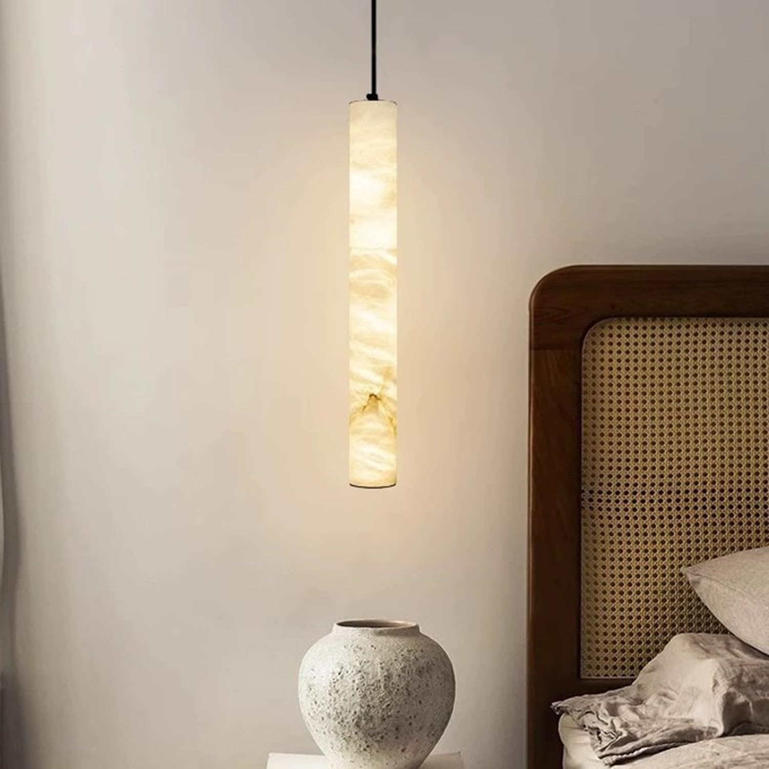 Lampadario a sospensione cilindrico in marmo a soffitto a luce