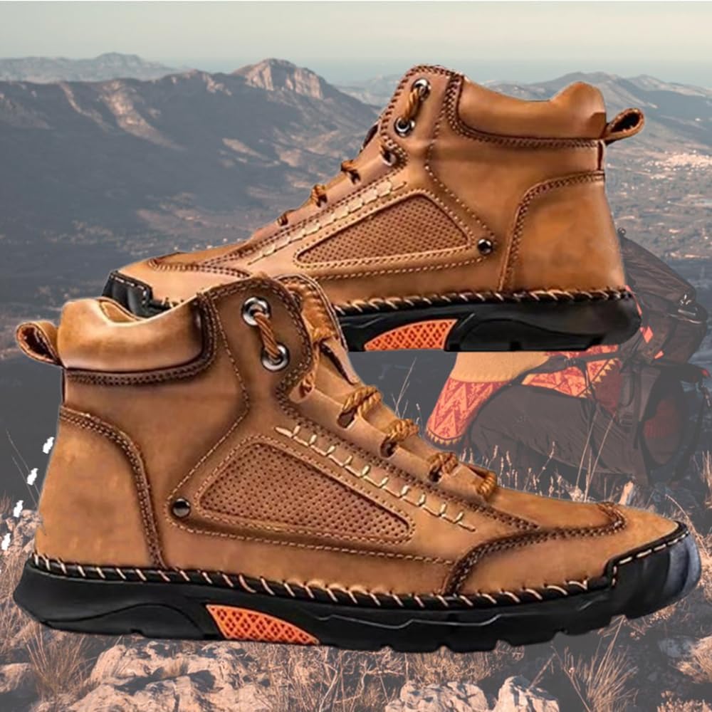 Mens Wide Leather Shoes for Hiking Working, Saw behind Men's Comfortable Handmade Boots–Waterproof, Arch Support, Spacious Toe Box, Non-Slip,Lightweight Breathable Outdoor Walking - Image 7