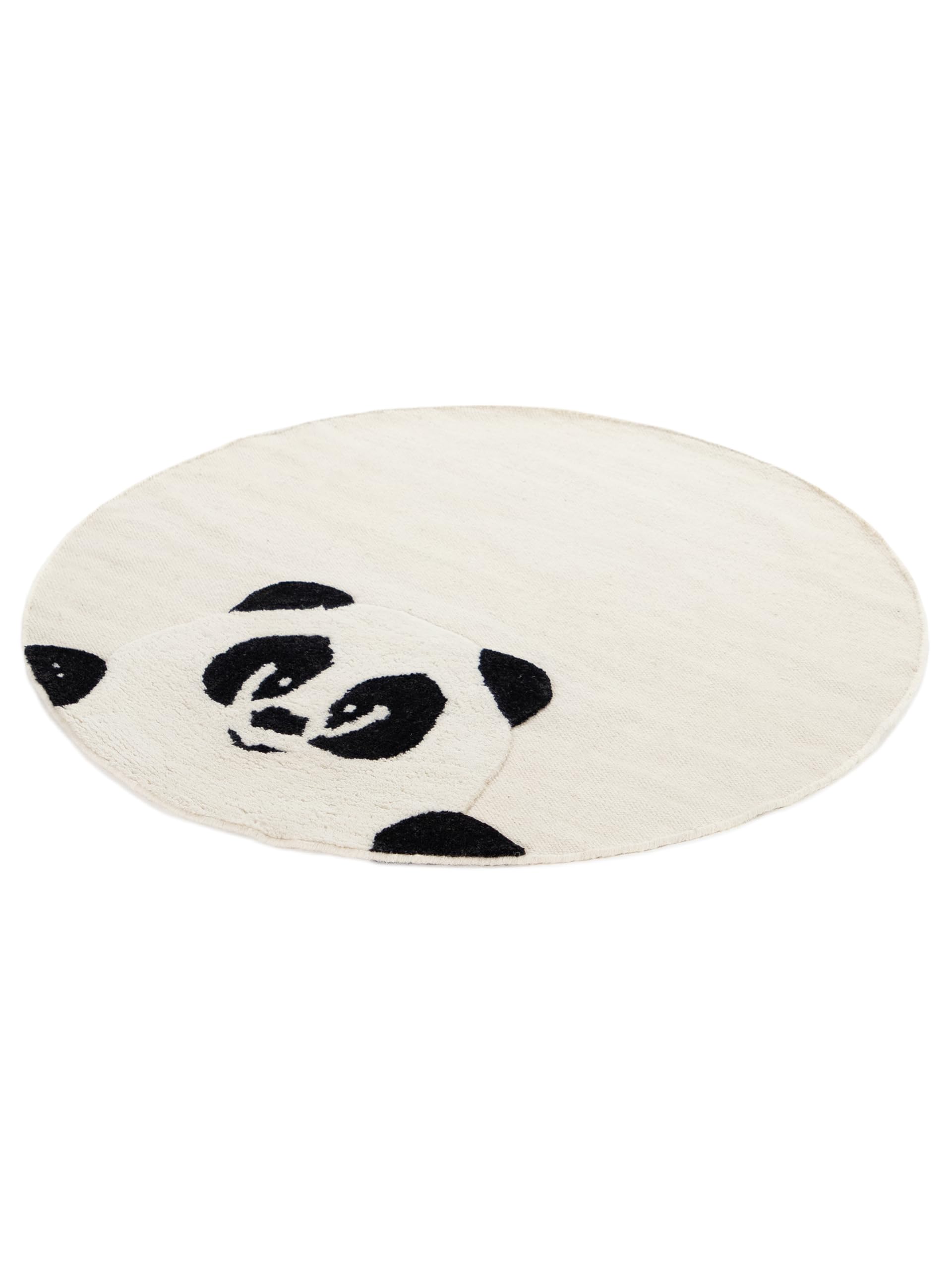 carpetfine Kinderteppich Panda rund Creme Ø 100 cm - Niedlicher Spielteppich mit feinen Reliefdetails, weich & robust, ideal fürs Baby- & Kinderzimmer
