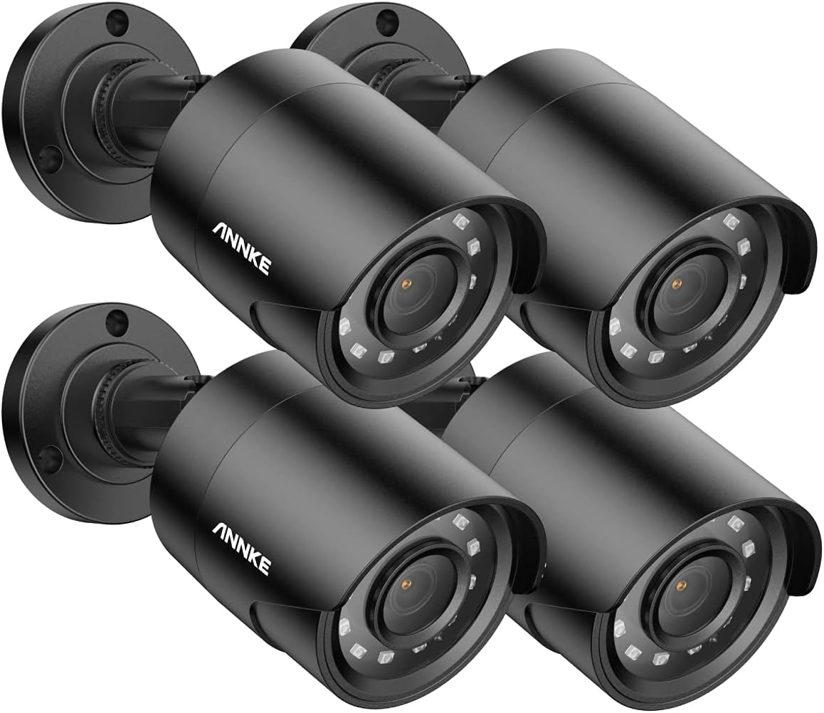 ANNKE 4 Pack 1080P HD TVI Home Security Camera Outdoor Indoor, 1920TVL, IP66 Waterproof, Smart Dual Light， Night/Day Vision, Surveillance CCTV Bullet Cam