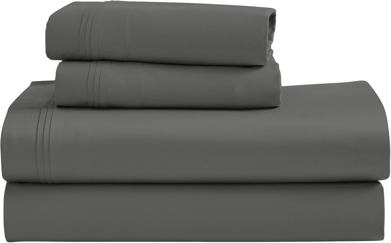 Superior Egyptian Cotton 4 Piece Sheet Set, Luxury 1000 Thread Count, Modern Design, Sustainable Sheets, Soft Basics, Solid, Deep Pocket Fitted Sheet, Flat Sheet, Pillowcases, California King, Grey