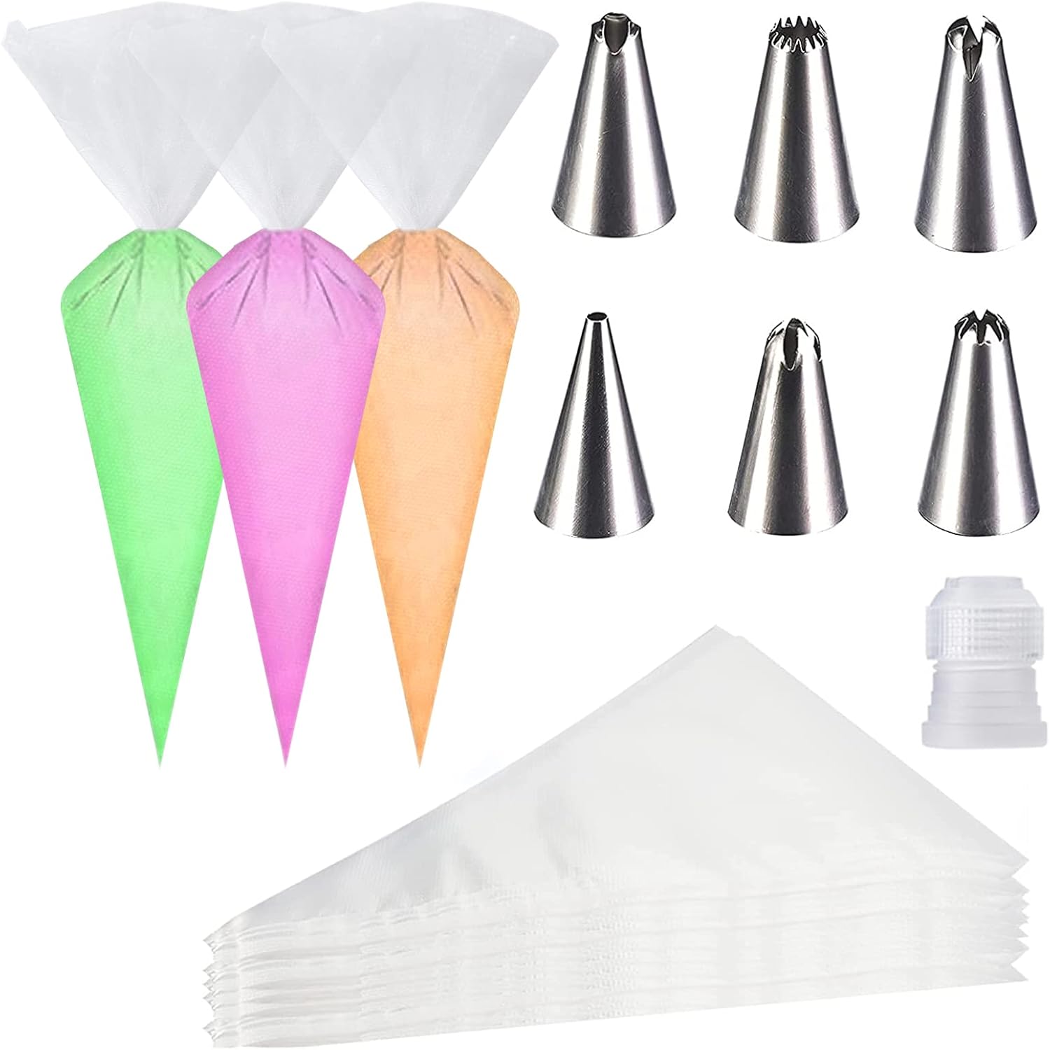 Piping Bag and Nozzles, 100Pcs Disposable Piping Bags, Icing Piping Bag