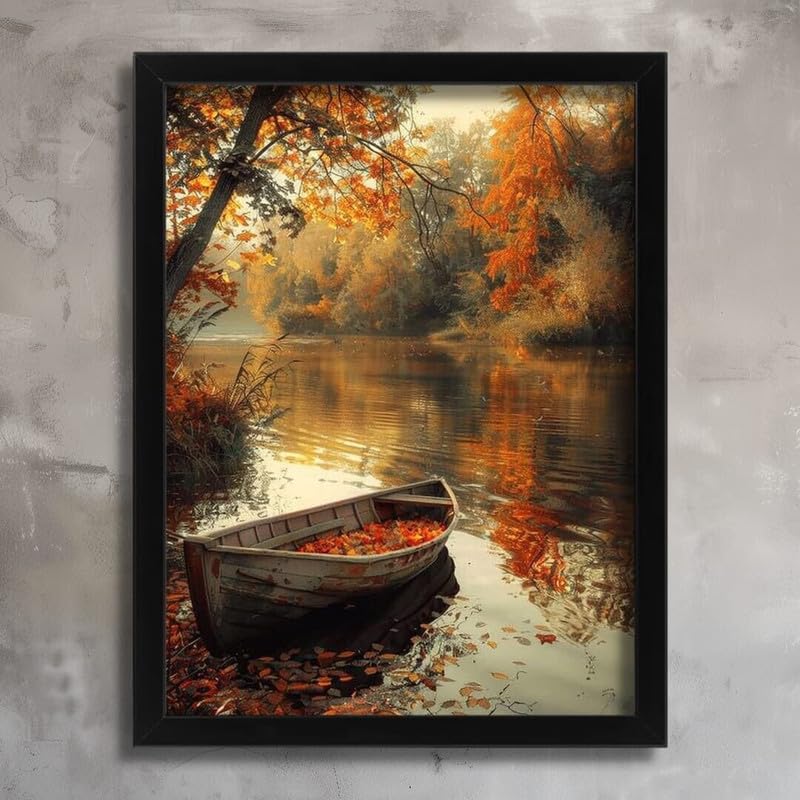 Lone Boat On The Lake Wall Art Prints for Living Room Picture Rustic Boat Print A4 Poster on Canvas   Inspirador Motivacional Arte de la pared Vida diaria Cita alentadoras frases cortas famosas palab
