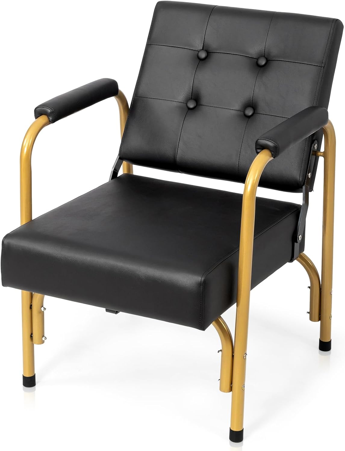 Winado Auto Recline Shampoo Chair, Adjustable Salon Barber Chair with Tilted Backrest, Heavy Duty Spa Beauty Equipment for Shampoo Bowl, Hair Stylists, Tattoo Artists, Cosmetologists, Gold