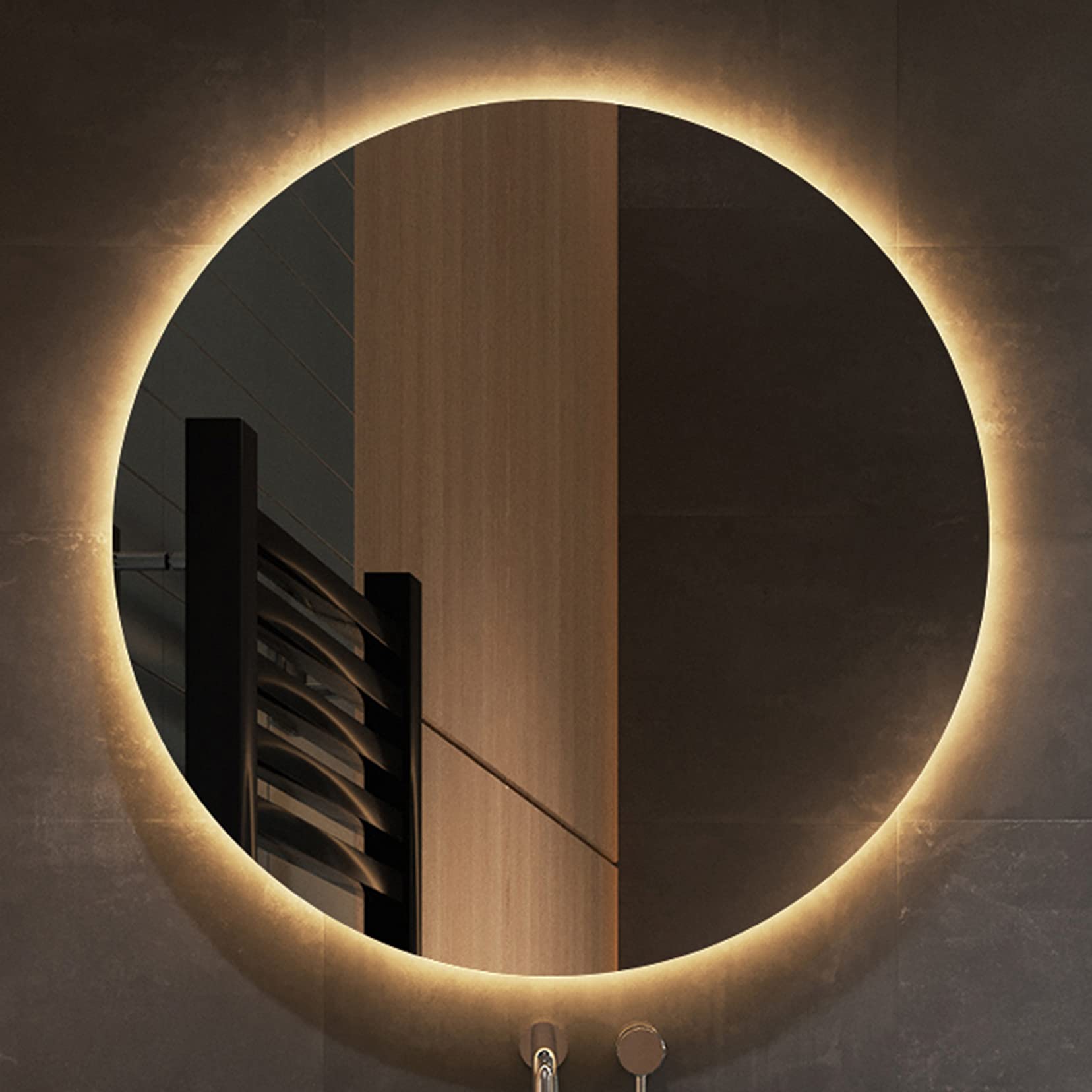 SXFSDOU Round Vanity Backlit Bathroom Mirror with White/Warm Light 50cm/60cm/70cm/80cm Wall Mounted LED