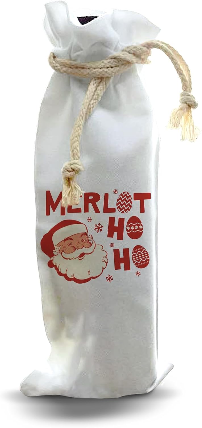Jolitee Wine Bottle Gift Bag – Merlot Ho Ho Ho – Santa Claus Christmas Wine Tote