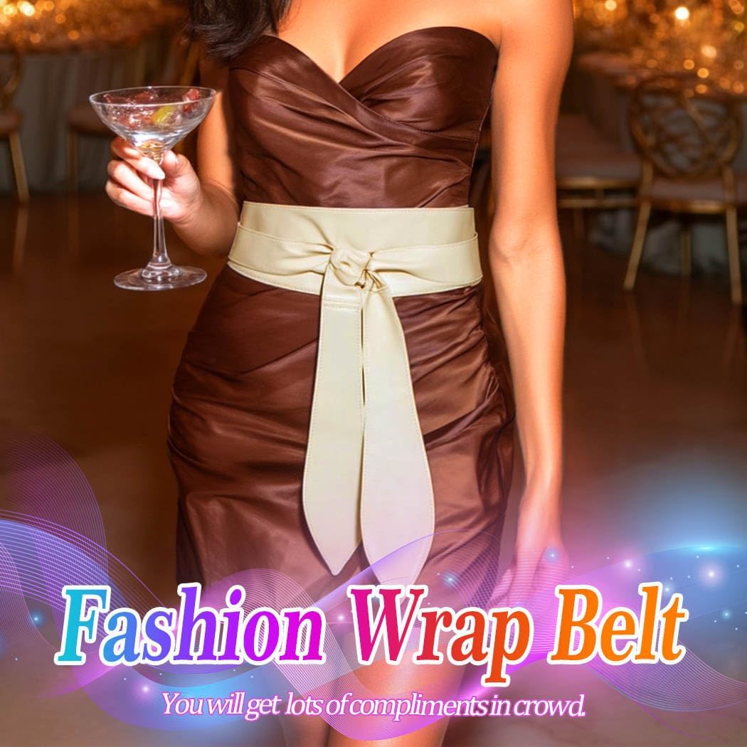 Black Obi Belt Wide Leather Wrap Belts Fashion Corset Belt Accessories for Women - Image 2