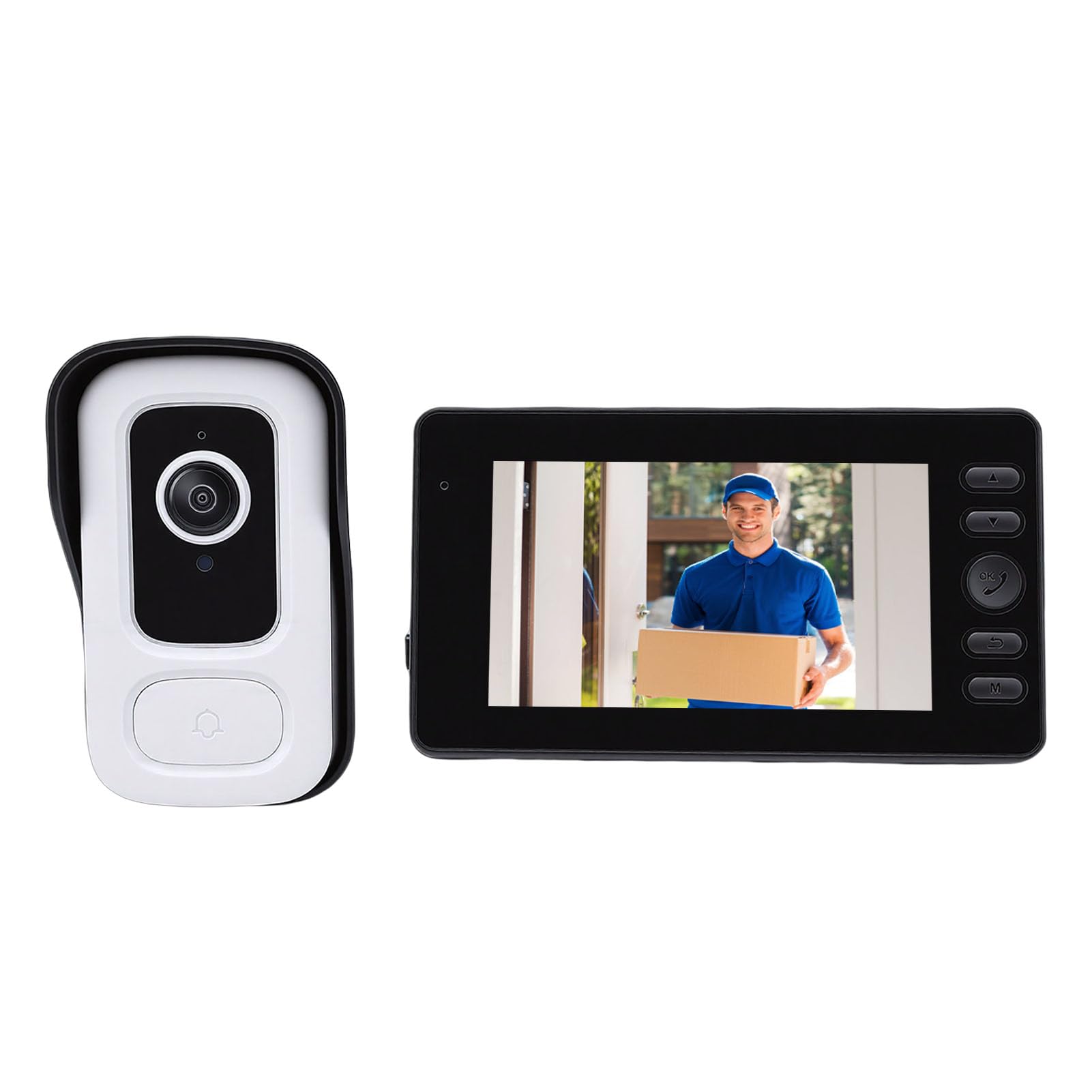 Cuifati Timbre con Video Inalámbrico, 1080P HD 110° Gran Angular Timbre con Video WiFi Inteligente, System de Intercomunicación con Videoportero Inalámbrico con Pantalla de 4.3 "para