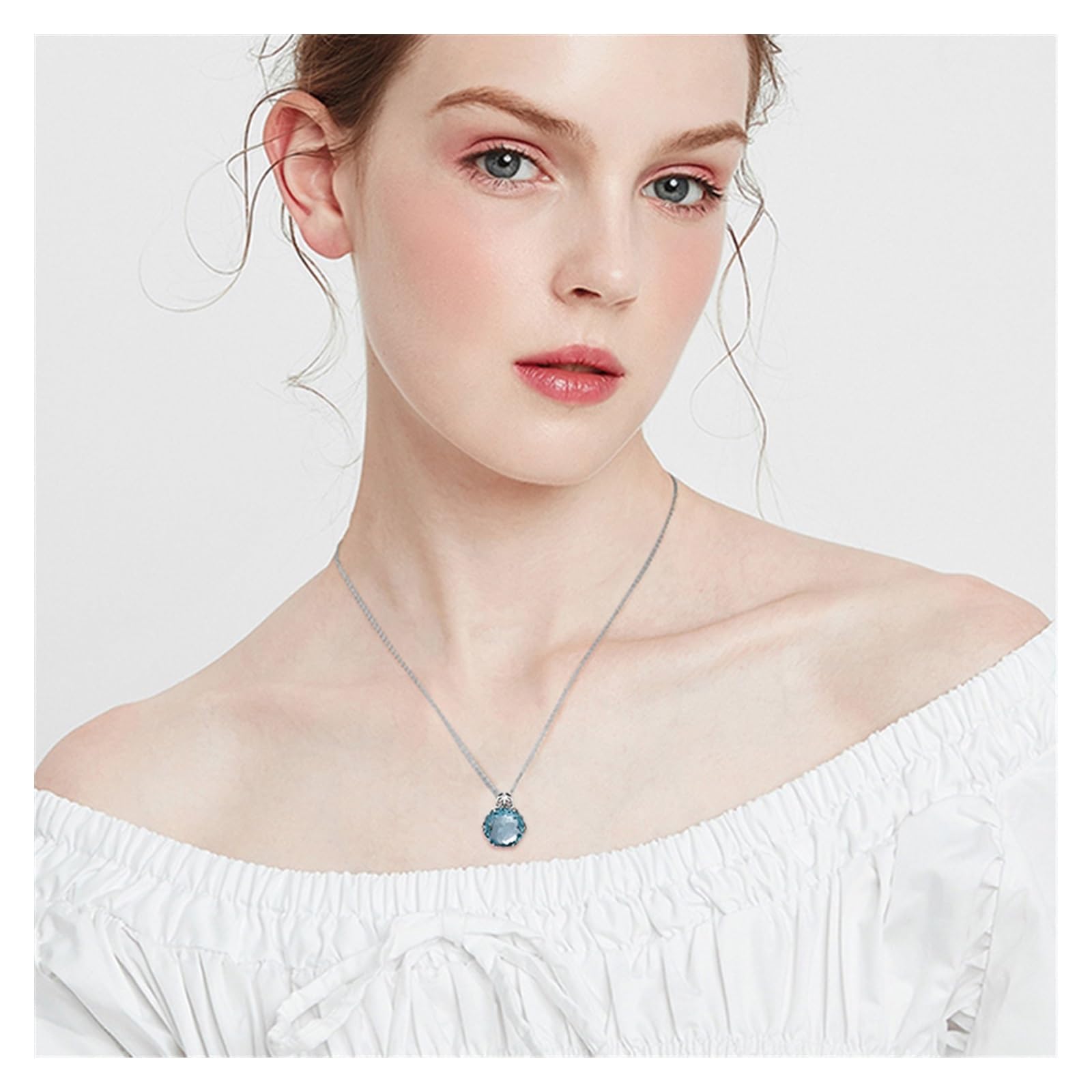 Amazon.co.jp: ヴィンテージアクアマリンネックレスペンダント石固体 