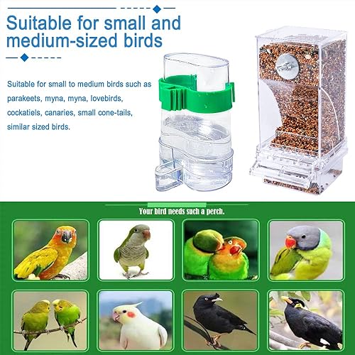 Miniatura 7 de Hamiledyi Comederos automáticos para loros, contenedor de alimentos de semillas acrílicas, dispensador de agua, jaula, accesorios para agapornitos,