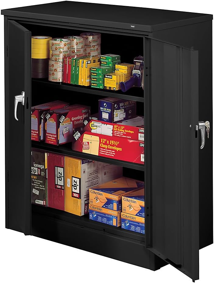 Tennsco Deluxe CounterHeight Storage 36"Wx24"Dx42"H All Welded Black