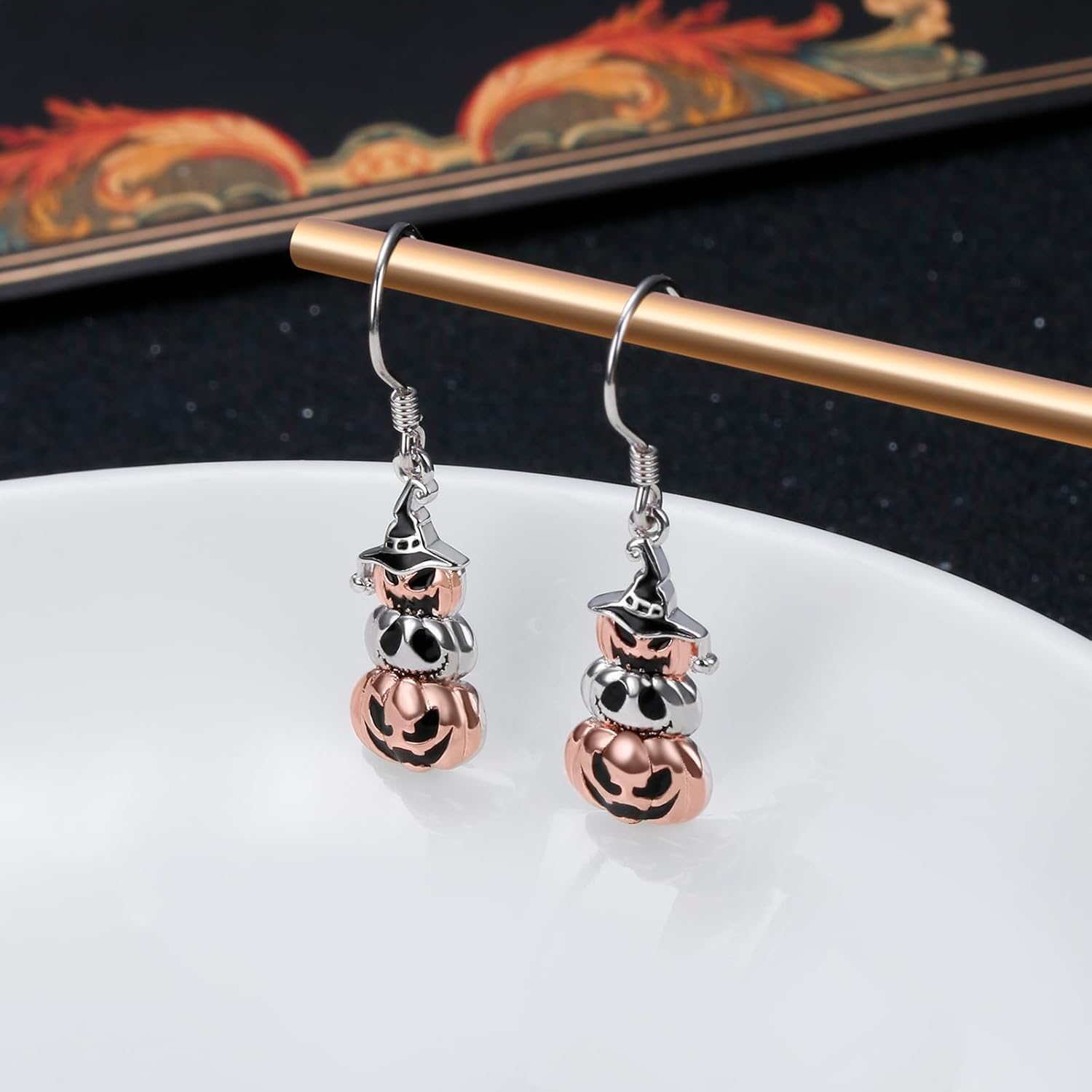Halloween Earrings for Women 925 Sterling Silver Bat/Ghost/Pumpkin Halloween Dangle Drop Earrings Holiday Party Accessories Fashion Jewelry for Women - Image 3