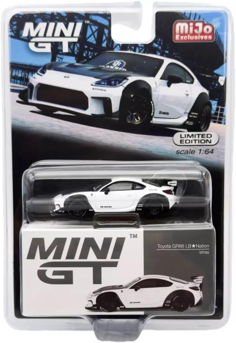 Collectibles Diecast Model Car Compatible with Mini GT 1:64 (2.5") Toyota GR86 LB Nation White Limited Edition MGT00769