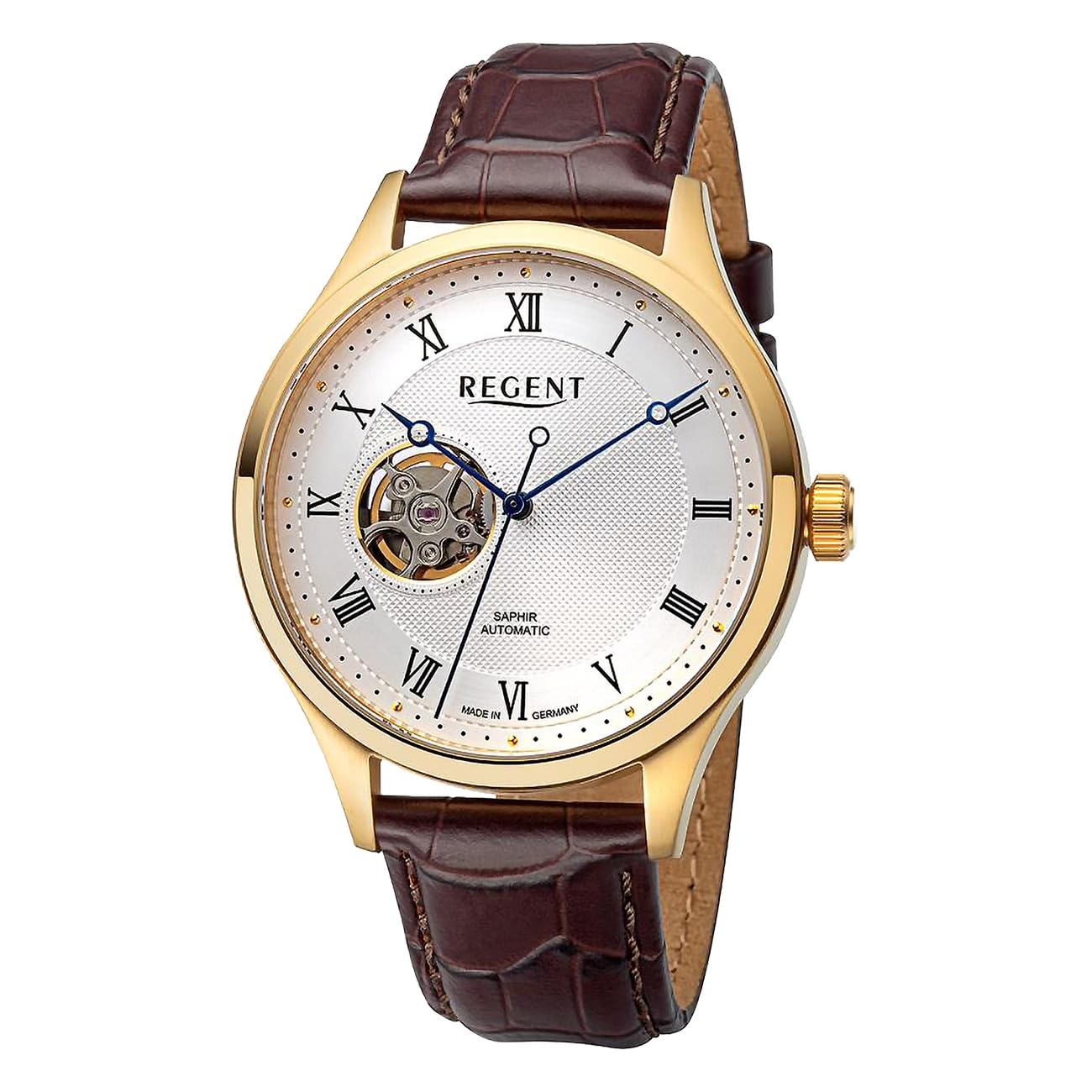 REGENT Herren-Armbanduhr Automatik Open Heart 1150104
