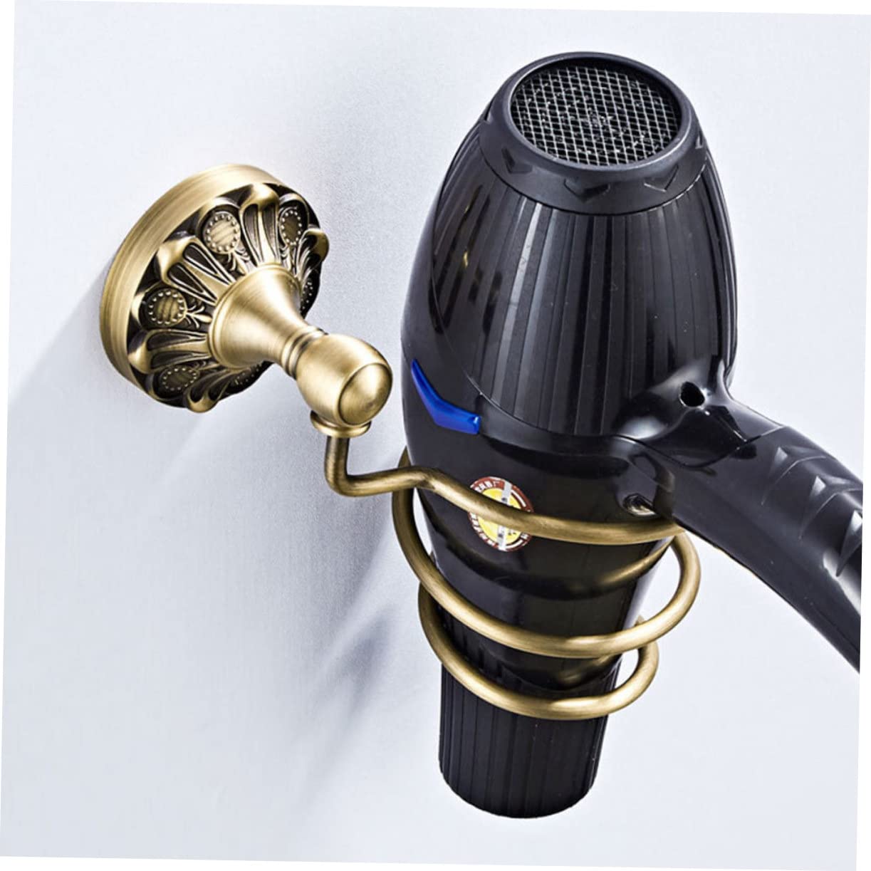 SHERCHPRY Soporte del de Cobre Espiral Secador de Pelo Diseño Montaje Orificio de 6mm Orden Cabello en Pared Adecuado para Baño
