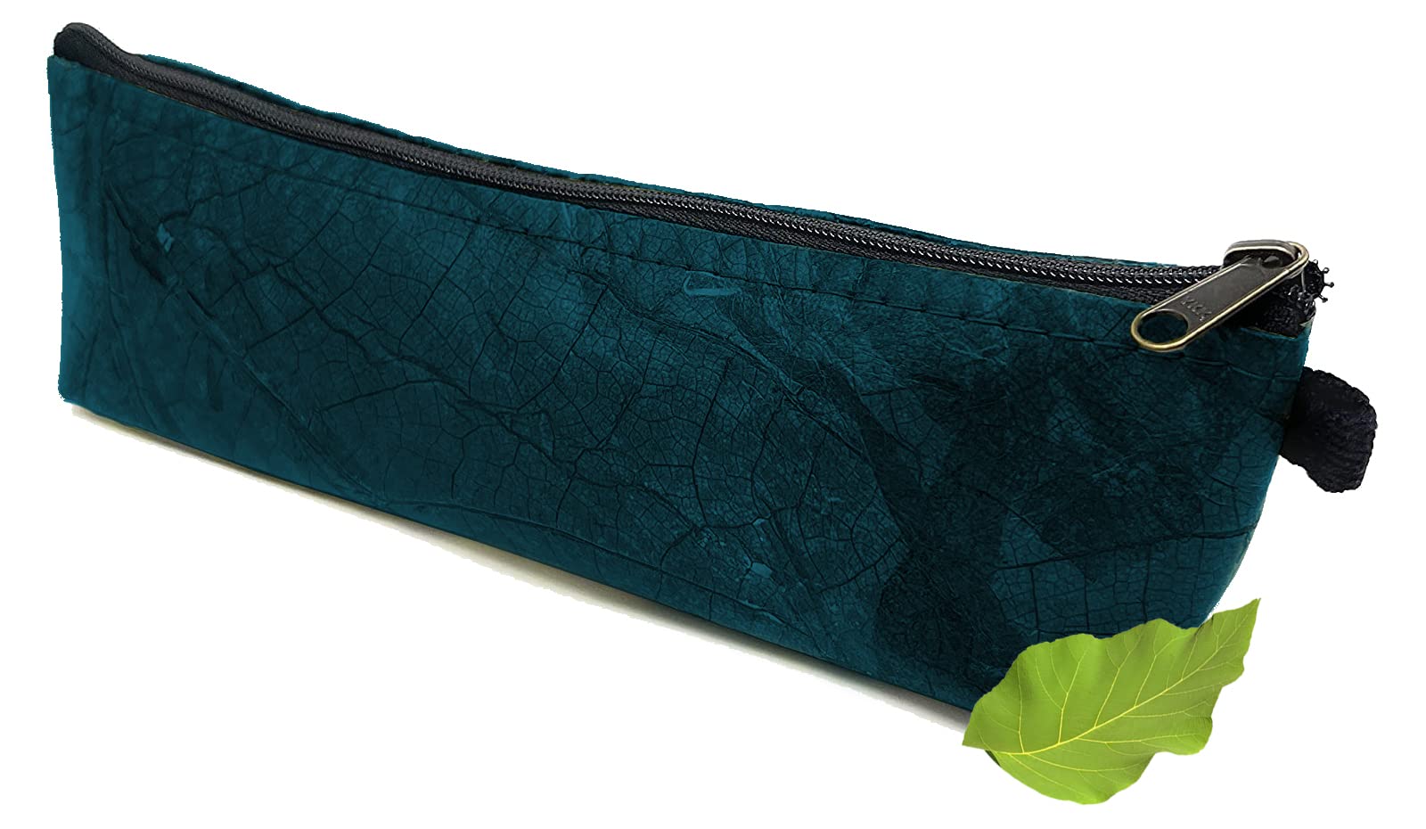 NELUHA Small Pencil Case made of Teak Leaves, Vegan Sustainable Leather Alternative, Pencil Case, Cosmetic Bag, Pen Bag