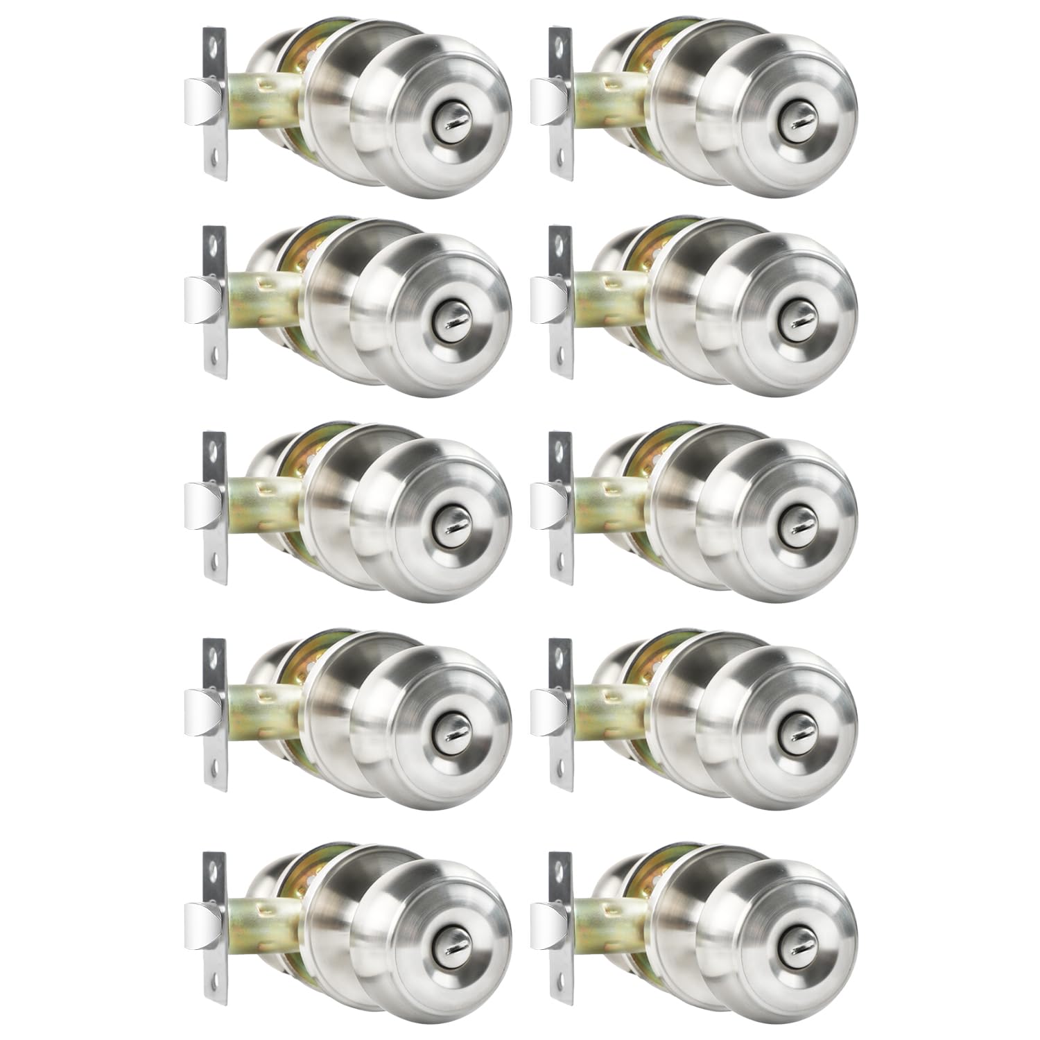 Satin Nickel Privacy Door Knobs - 4 Pack Locksets -9