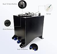 Vista 5 de Tanque Universal de 2.5 Galones 10L para Celda de Combustible con Tapa y Emisor de Nivel, Aluminio Pulido Negro