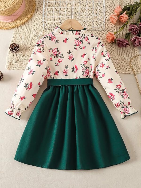 Niren Enterprise Vestido de modal y rayón con estampado digital para niñas