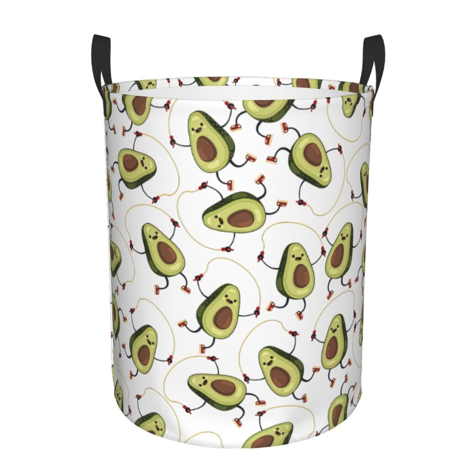 S Collapsible Round Funny Cartoon Avocados Print Laundry Hamper