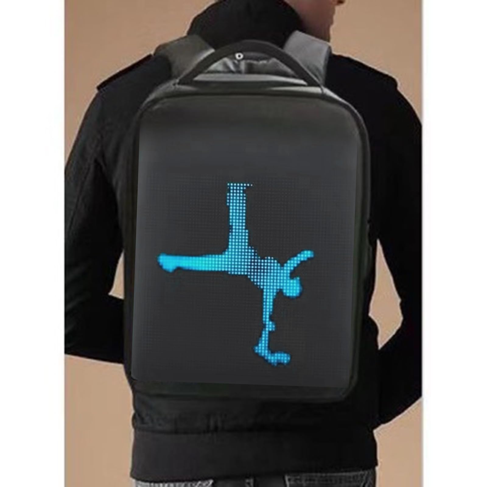 Sac à dos de randonnée LED programmable avec affichage dynamique des images - Pochette pour ordinateur portable de 15,6 pouces - Épaule réglable - Promotion de vacances - Utilisation de sacs à