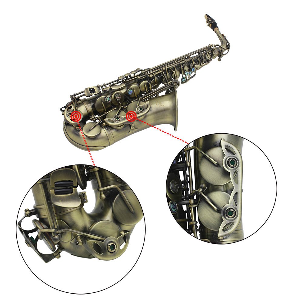 Btuty Eb E-flat Sax Alta Qualità Finitura Antica Curva Sassofono Contralto Abalone Shell Chiave Intaglio Modello con Custodia Guanti Panno Panno di Pulizia Cinghie Spazzola