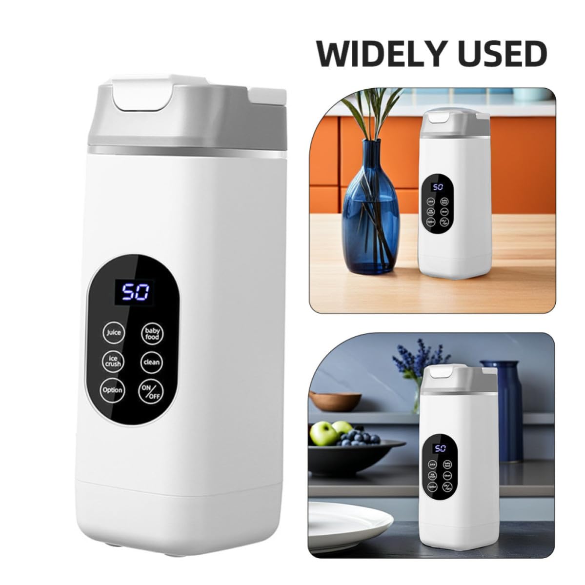 ULTECHNOVO Mini Licuadora Portátil Recargable 12 Cuchillas de Plástico, Diseño Compacto y Potente para Triturar Hielo, Adecuado para Uso en Gimnasio y Hogar