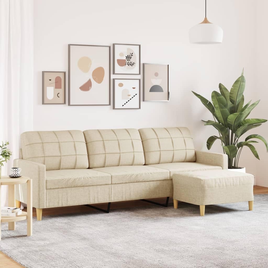Sofa 3-osobowa z kremowym podnóżkiem, 210 cm