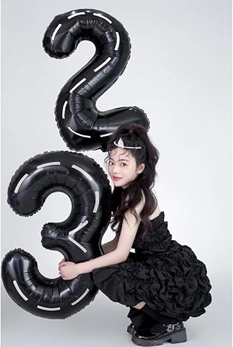 Vista 755 de Globos de números 0 de 40 pulgadas, globos negros de números para números 10, 20, 30, 40, 50, 60, 70, 80, 90, 100, globos de números 10, 20, 30, 40