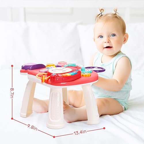Miniatura 9 de CUTE STONE Andador de bebé para niños y niñas, 2 en 1 caminante de aprendizaje sentado a pie y centro de actividades, juguete para caminar para