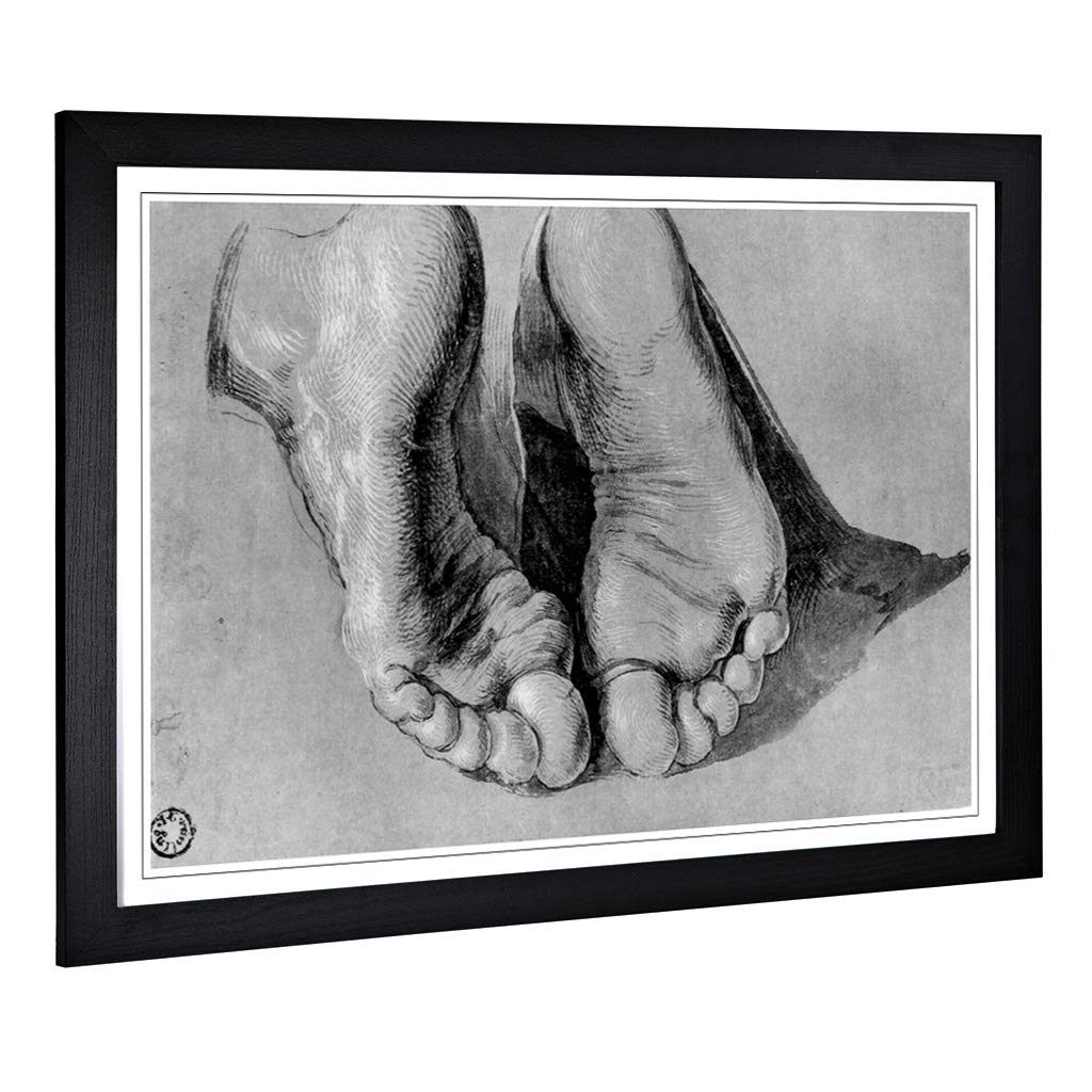 Big Box Art Framed Print of Albrecht Durer Feet of an Apostle Design | Wall Art Picture | Home Decor for Kitchen, Living Room, Bedroom, Hallway, Black, A2 / 24.5x18 Inch / 62x45cm