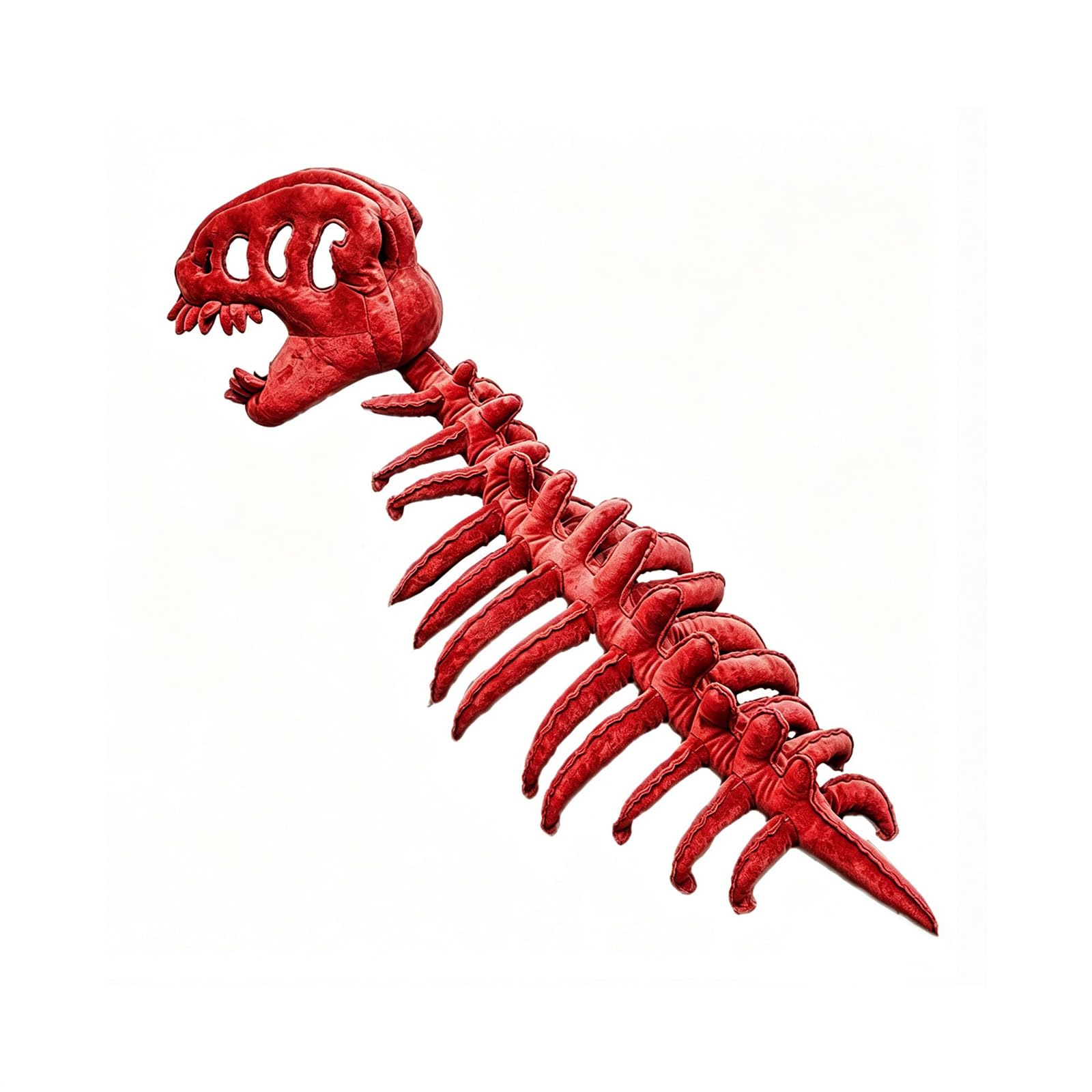 30 inch Adult Dinosaur Skeleton Fancy Dress Costume – Silly Dino Plush Halloween Outfit with Hood and Back Spikes Cosplay Wearable for Men Women