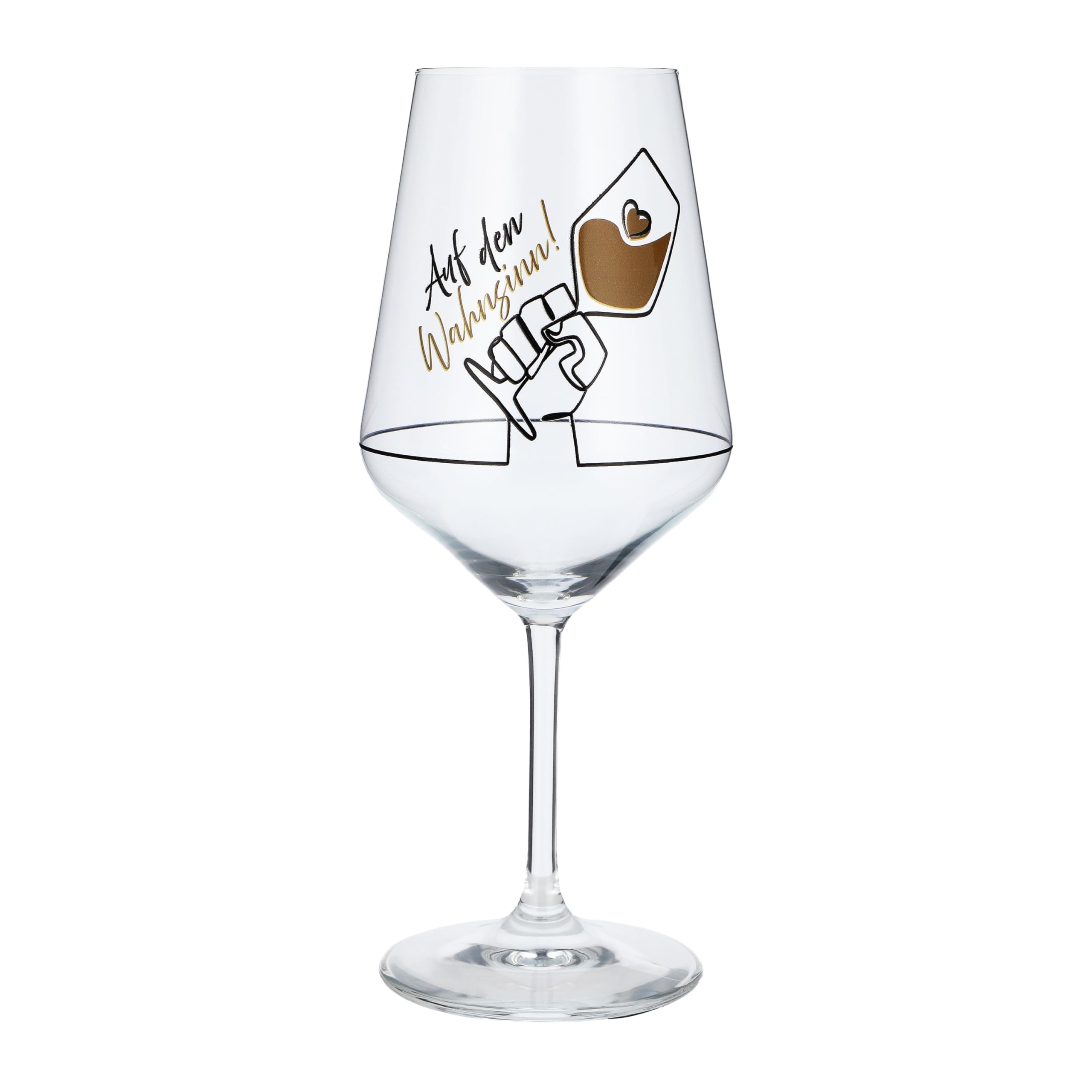 Weinglas mit Spruch Auf den Wahnsinn! 0,5l Glas lustig für Spritz Getränke Cocktails Sekt Schorle Bowle oder Saft