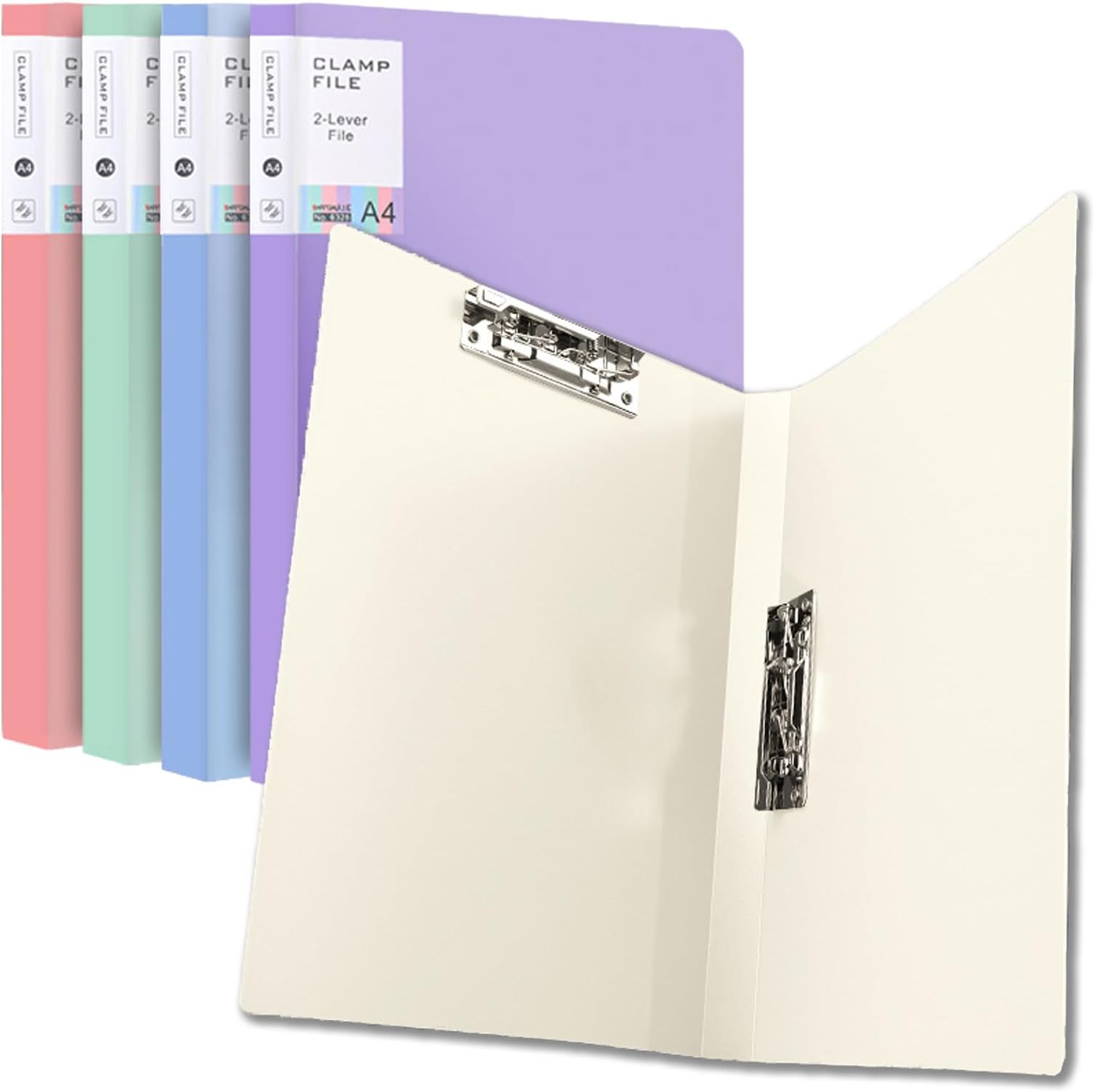 A4 Clipboard Folder with Double Clips, 5 Pack Plastic Folding Clip Boards with Cover, Lightweight Personal Document Organiser Suitable for School, Office, Industry (Double Clips, 5)
