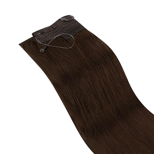 Miniatura 8 de Sunny - Extensiones de cabello humano real con hilo de nailon, color marrón oscuro, #4, extensiones de cabello humano transparente color marrón